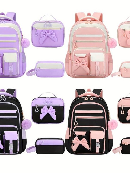 Set of 3 Bow Campus Backpacks Handbags Laptop Backpack main image 8
